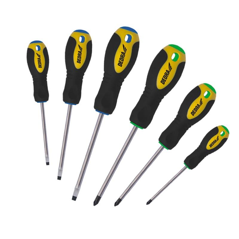 Csavarhúzó készlet 6db, lapos 2x75, 3x80, 4x100, kereszt PH0x80, PH1x80, PH2x100 0