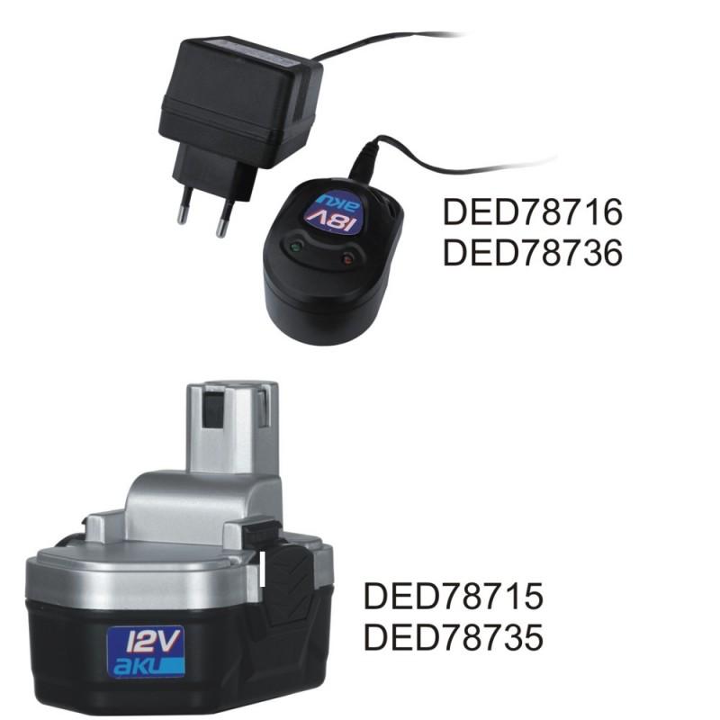 Tartalék töltő 12v 3-5h DED7871B géphez 0