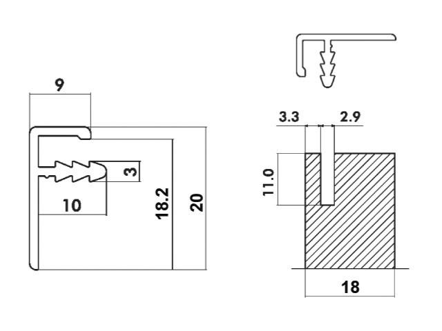 Megszűnt-ALUMÍNIUM KERETPROFIL F11 T-LÉC 3m ALUMÍNIUM 0