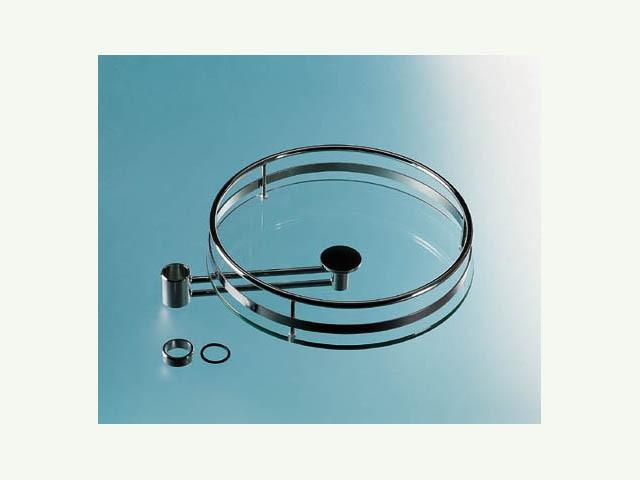 T_ TÉRBE ÁLLÍTHATÓ OSZLOP SCT500V KÖR ALAKÚ ÜVEG POLC ÁTM.375×125×440 mm KRÓM 0