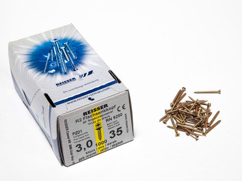 FACSAVAR REISSER 3x35mm ACÉL, SÁRGÍTOTT, TÖVIGMENETES 1000db/doboz 0