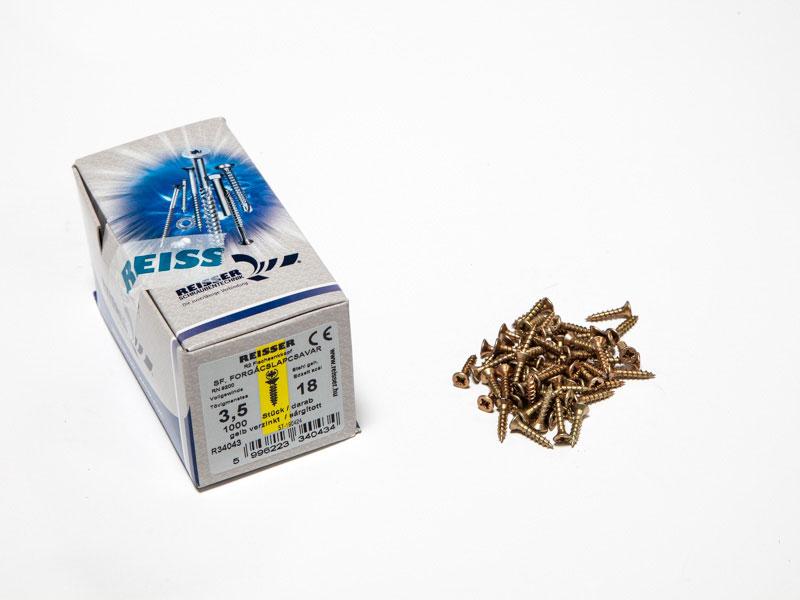 FACSAVAR REISSER 3,5x18mm ACÉL, SÁRGÍTOTT, TÖVIGMENETES 1000db/doboz 0