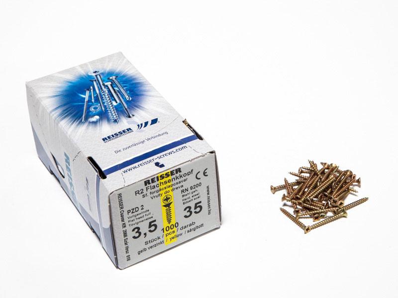 FACSAVAR REISSER 3,5x35mm ACÉL, SÁRGÍTOTT, TÖVIGMENETES 1000db/doboz 0