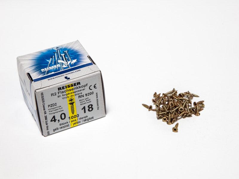 FACSAVAR REISSER 4x18mm ACÉL, SÁRGÍTOTT, TÖVIGMENETES 1000db/doboz 0