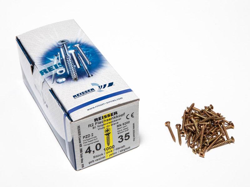 FACSAVAR REISSER 4x35mm ACÉL, SÁRGÍTOTT, TÖVIGMENETES 1000db/doboz 0
