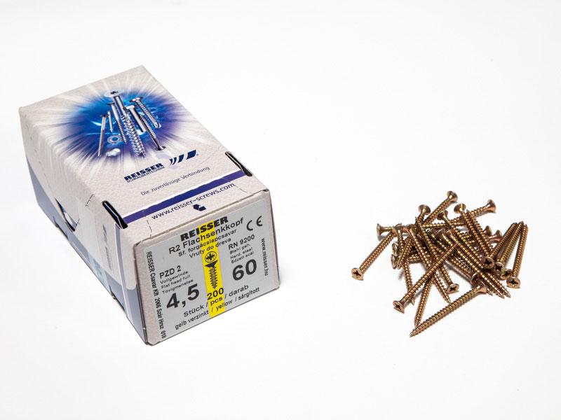 FACSAVAR REISSER 4,5x60mm ACÉL, SÁRGÍTOTT, TÖVIGMENETES 200db/doboz 0