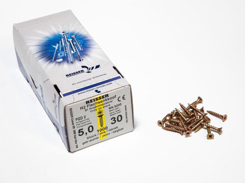 FACSAVAR REISSER 5x30mm ACÉL, SÁRGÍTOTT, TÖVIGMENETES 1000db/doboz 0