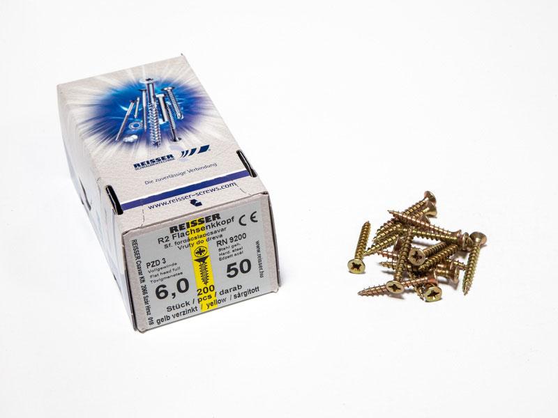 FACSAVAR REISSER 6x50mm ACÉL, SÁRGÍTOTT, TÖVIGMENETES 200db/doboz 0