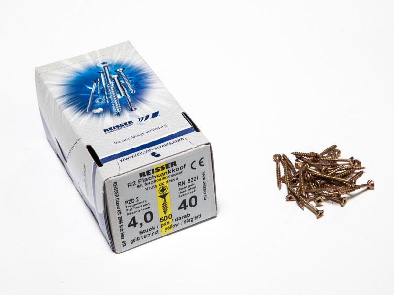 FACSAVAR REISSER 4x40mm ACÉL, SÁRGÍTOTT, RÉSZMENETES 500db/doboz 0