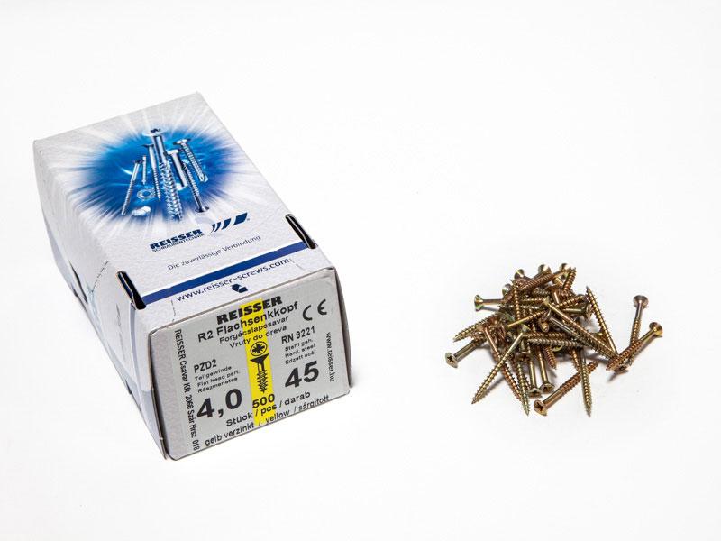 FACSAVAR REISSER 4x45mm ACÉL, SÁRGÍTOTT, RÉSZMENETES 500db/doboz 0