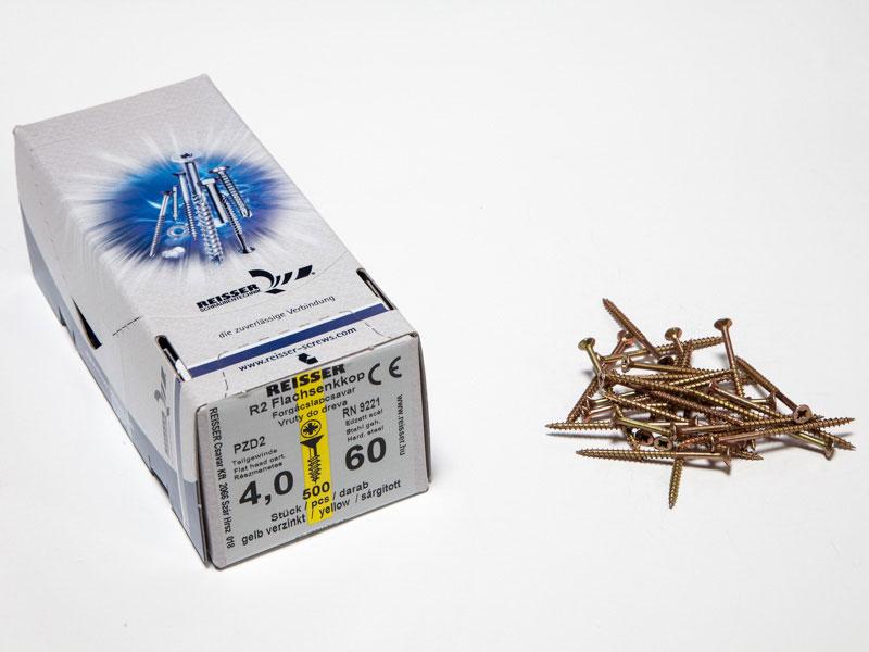 FACSAVAR REISSER 4x60mm ACÉL, SÁRGÍTOTT, RÉSZMENETES 500db/doboz 0