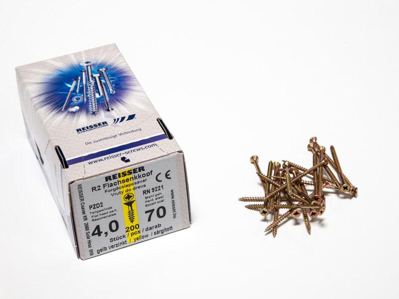 FACSAVAR REISSER 4x70mm ACÉL, SÁRGÍTOTT, RÉSZMENETES 200db/doboz 0