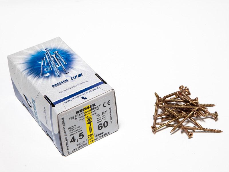 FACSAVAR REISSER 4,5x60mm ACÉL, SÁRGÍTOTT, RÉSZMENETES 200db/doboz 0