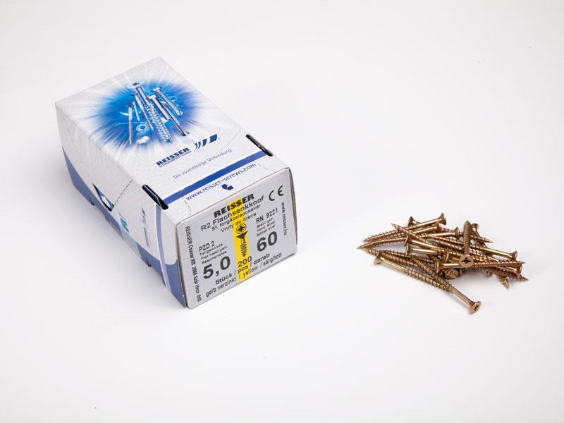 FACSAVAR REISSER 5x60mm ACÉL, SÁRGÍTOTT, RÉSZMENETES 200db/doboz 0