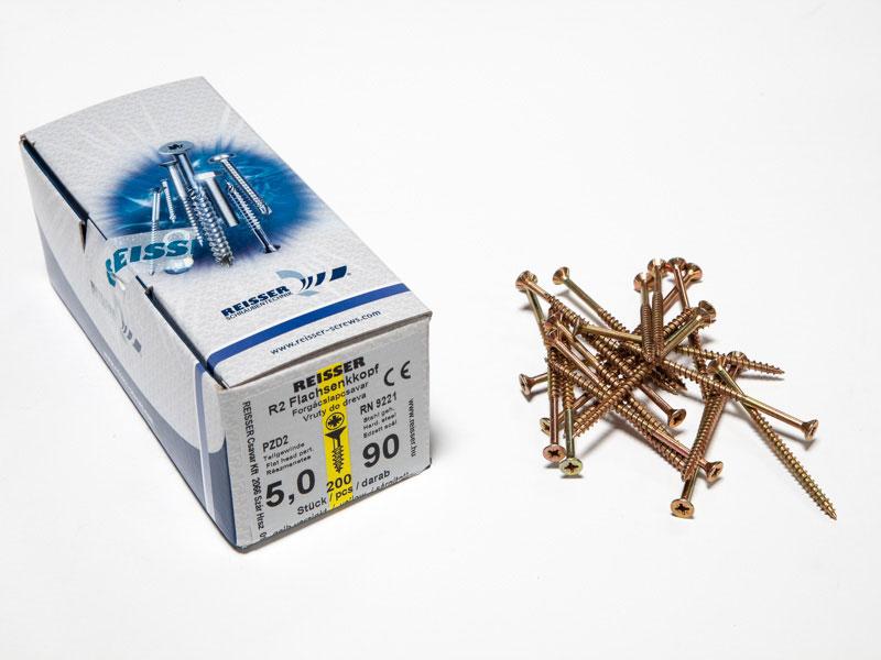 FACSAVAR REISSER 5x90mm ACÉL, SÁRGÍTOTT, RÉSZMENETES 200db/doboz 0