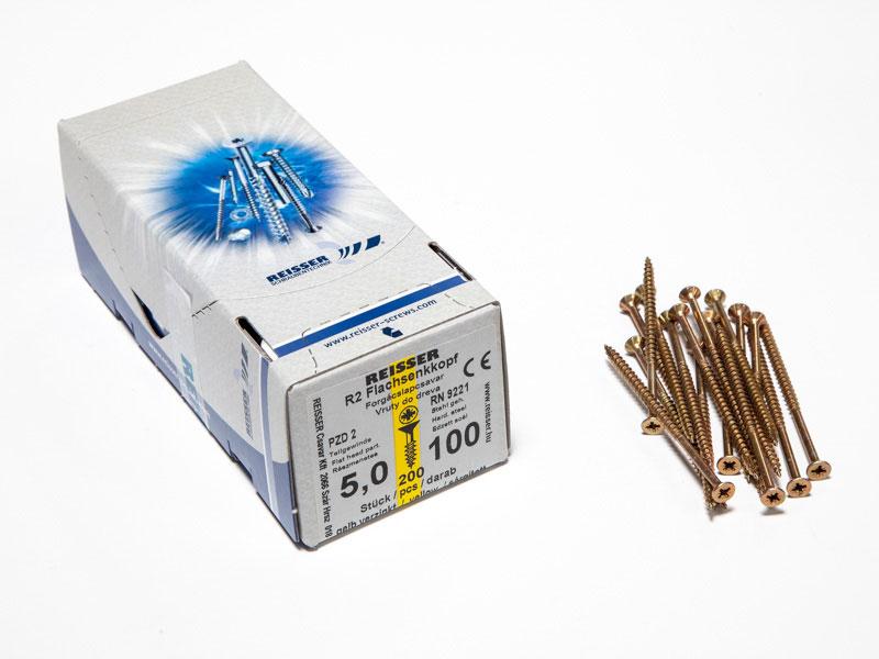 FACSAVAR REISSER 5x100mm ACÉL, SÁRGÍTOTT, RÉSZMENETES 200db/doboz 0