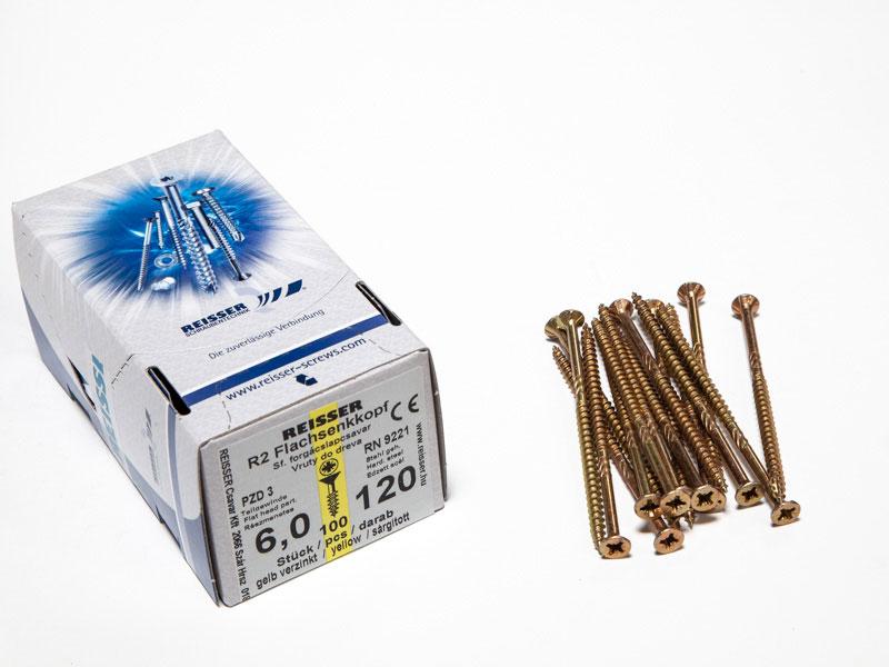 FACSAVAR REISSER 6x120mm ACÉL, SÁRGÍTOTT, RÉSZMENETES 100db/doboz 0