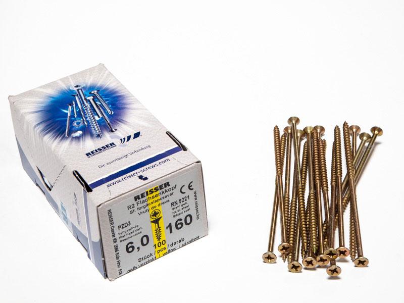 FACSAVAR REISSER 6x160mm ACÉL, SÁRGÍTOTT, RÉSZMENETES 100db/doboz 0