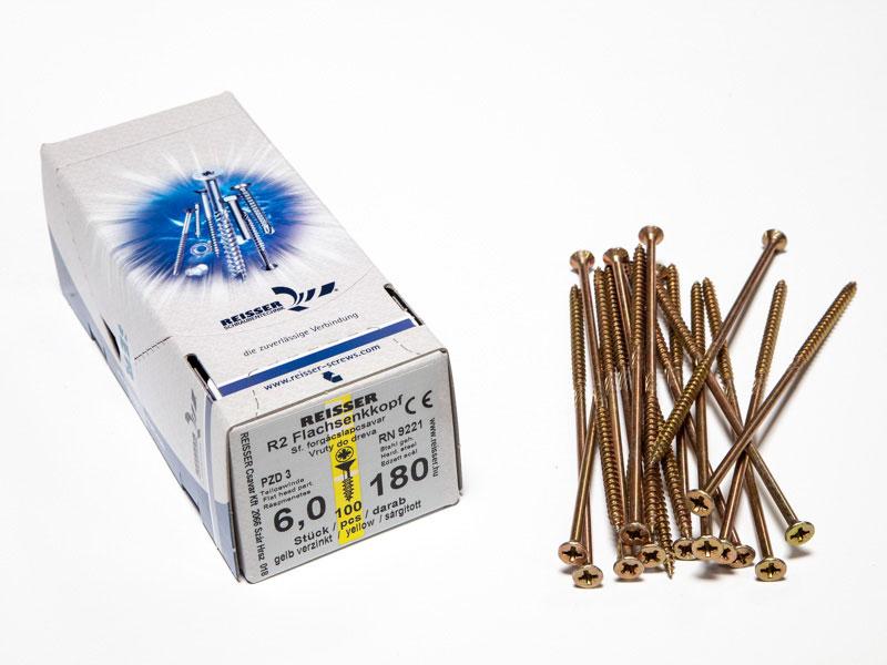 FACSAVAR REISSER 6x180mm ACÉL, SÁRGÍTOTT, RÉSZMENETES 100db/doboz 0