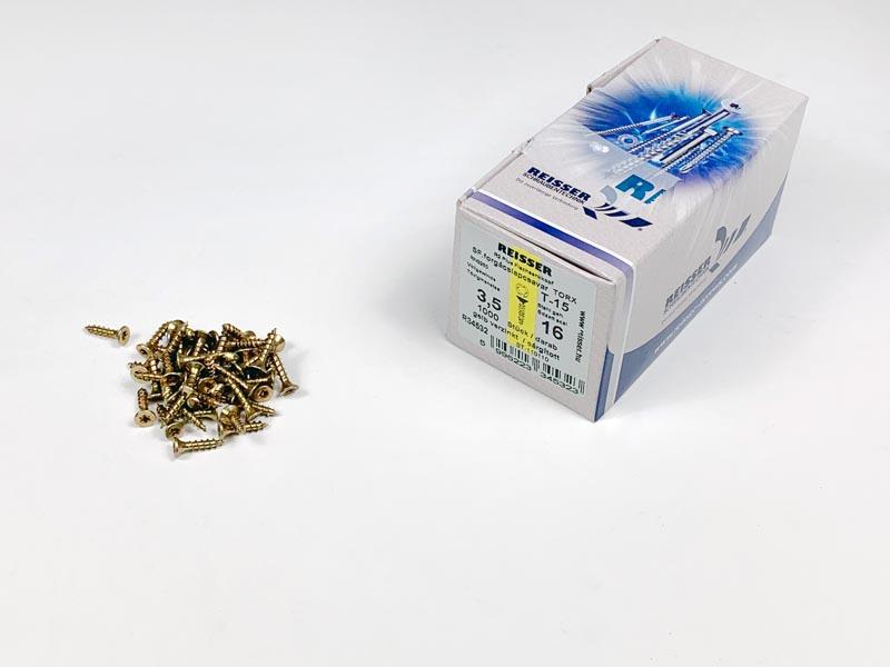 FACSAVAR REISSER 3,5x16mm TORX, ACÉL, SÁRGÍTOTT, TÖVIGMENETES 1000db/doboz 0