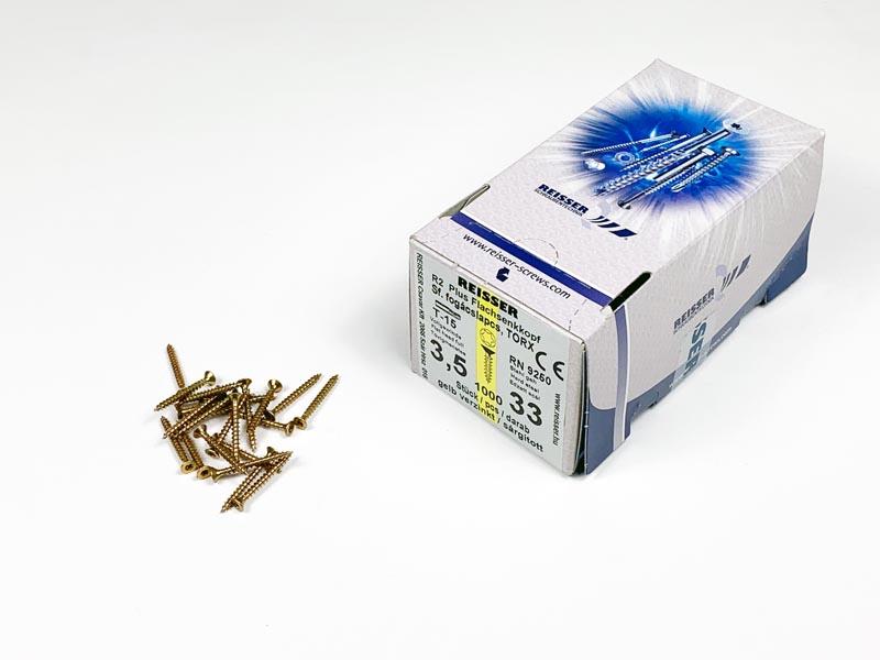 FACSAVAR REISSER 3,5x33mm TORX, ACÉL, SÁRGÍTOTT, TÖVIGMENETES 1000db/doboz 0