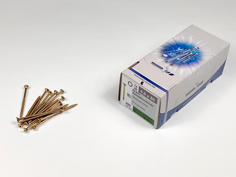 FACSAVAR REISSER 5x80mm TORX, ACÉL, SÁRGÍTOTT, RÉSZMENETES 200db/doboz 0