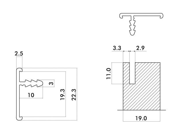 Megszűnt-ALUMÍNIUM KERETPROFIL F12 T-LÉC 3m ALUMÍNIUM 0