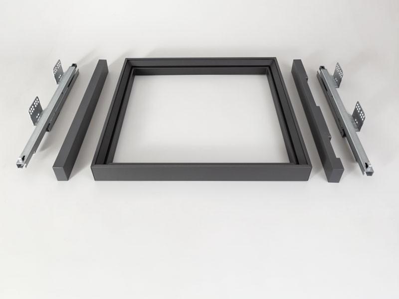 GARDRÓB SZERELVÉNY HOME BOX KOSÁRTARTÓ KERET CSILLAPÍTOTT FIÓKCSÚSZÓVAL 600MM, ACÉLSZÜRKE 0