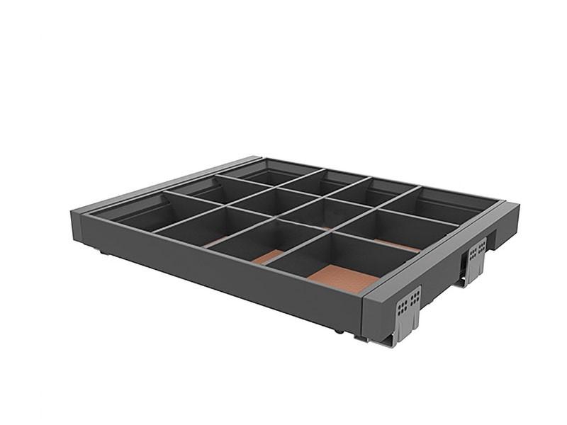 GARDRÓB SZERELVÉNY HOME BOX PIPEREFIÓK OSZTÓKKAL, CSILLAPÍTOTT FIÓKCSÚSZÓVAL 600MM, ACÉLSZÜRKE 0