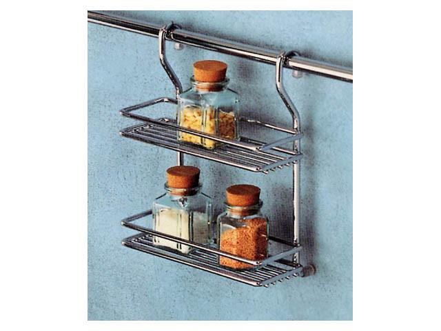 Megszűnt-KÜLSŐ FÉMRÁCS CT 9870 FŰSZERTARTÓ 2 TÁLCÁS 215×275×110 mm KRÓM 0