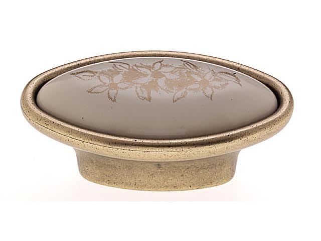 Megszűnt-BÚTORFOGANTYÚ C2028/23/O 54 ANTIKOLT BRONZ-ARANY VIRÁG 0