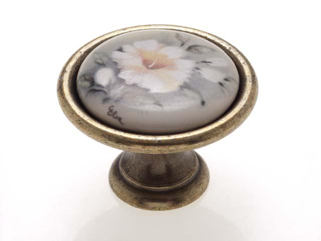 T_ BÚTORFOGANTYÚ P07.01.12.04 ÁTM:34 ANTIKOLT BRONZ-SZÜRKE VIRÁG 0