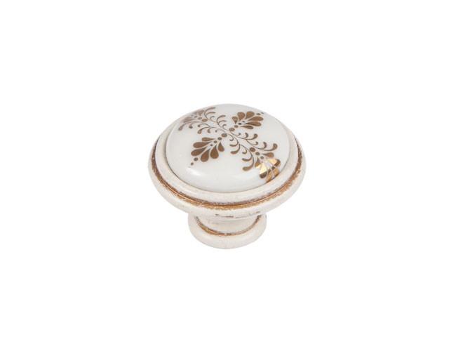 Megszűnt-BÚTORFOGANTYÚ P88.01.G2.T5G . ANTIKOLT KRÉM-ARANY VIRÁG 0